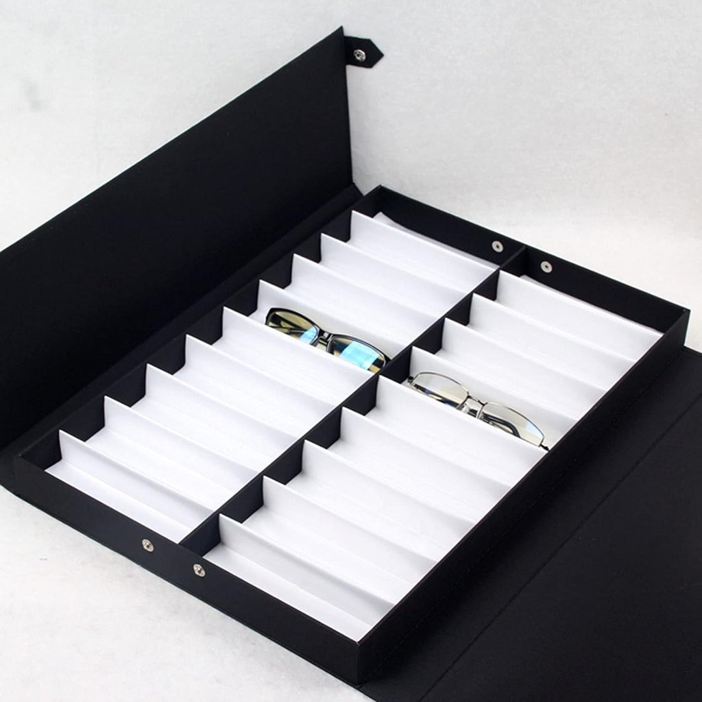 Eyeglass Displays 20 Slots Eyewears Organizer Display Case Holder - Double Row Durable Eye Glasses Storage Stand with Lid for Eyeglasses or Jewelry Display Risers