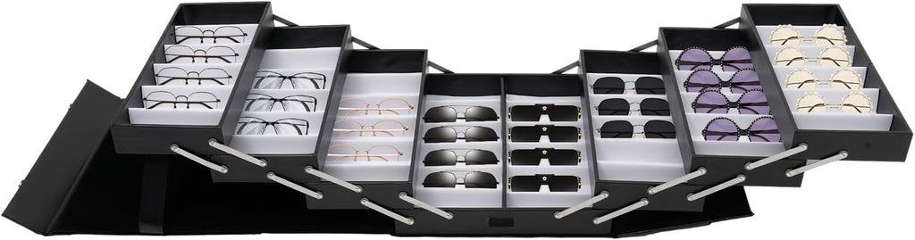 Sunglasses Organizer, 48 Slot Multiple Eyeglasses Display Case, Lockable Eyewear Storage Box for Luxury Accessory, Watches, Jewelry, Home Decor, Commercial Use