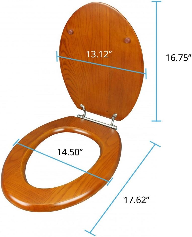 Renovators Supply Manufacturing Light Mahogany Wooden Toilet Seat Elongated Toilet Seat With Chrome Hinges And Non Slip Bumper