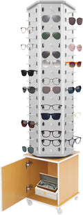 102 Capacity Eyeglass Display Stand 360° Rotating Sunglasses Rack Organizer Holder with Base Square Freestanding Countertop Spinner for Retail Boutique, Hexagon (Sliver, Yellow, 102 Pairs)