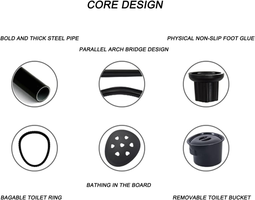 Commode Toilet Chair,Bedside Commode for Adults,Mobility Aid for People with Disabilities,Commode, Potty Chair for The Elderly, Portable Toilet Seat Chair, Non-Slip Shower Stool, Home Simple Mobile T