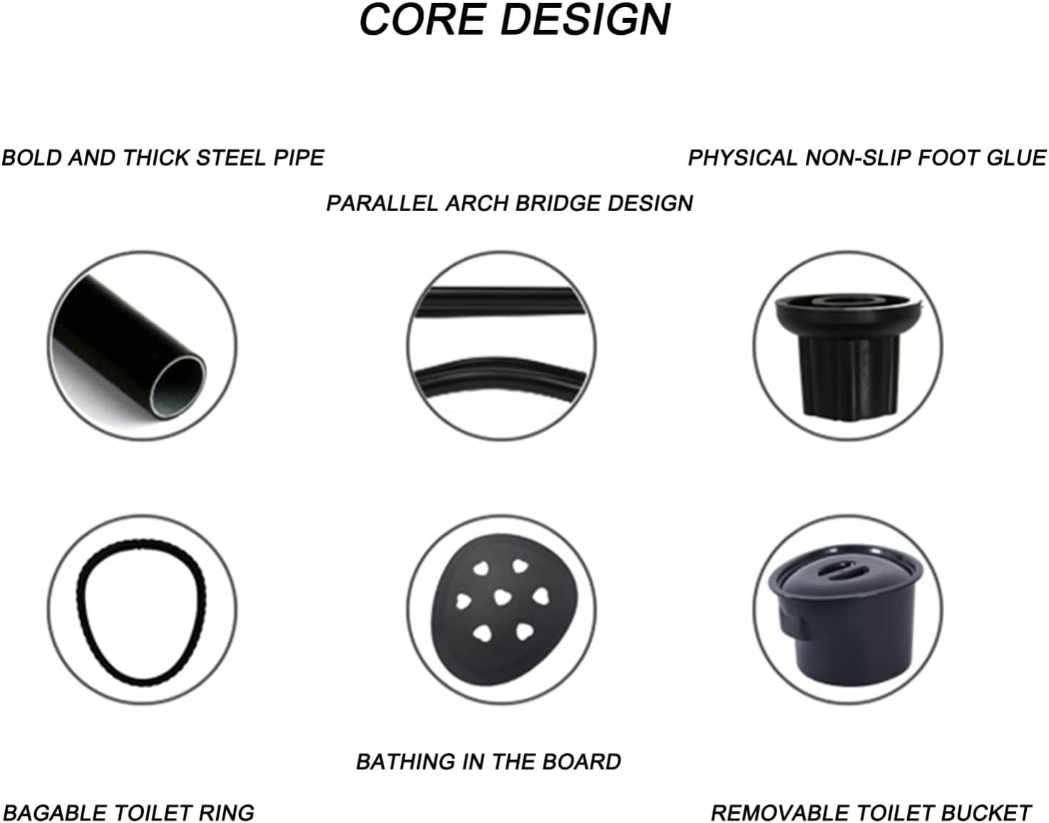 Commode Toilet Chair,Bedside Commode for Adults,Mobility Aid for People with Disabilities,Commode, Potty Chair for The Elderly, Portable Toilet Seat Chair, Non-Slip Shower Stool, Home Simple Mobile T