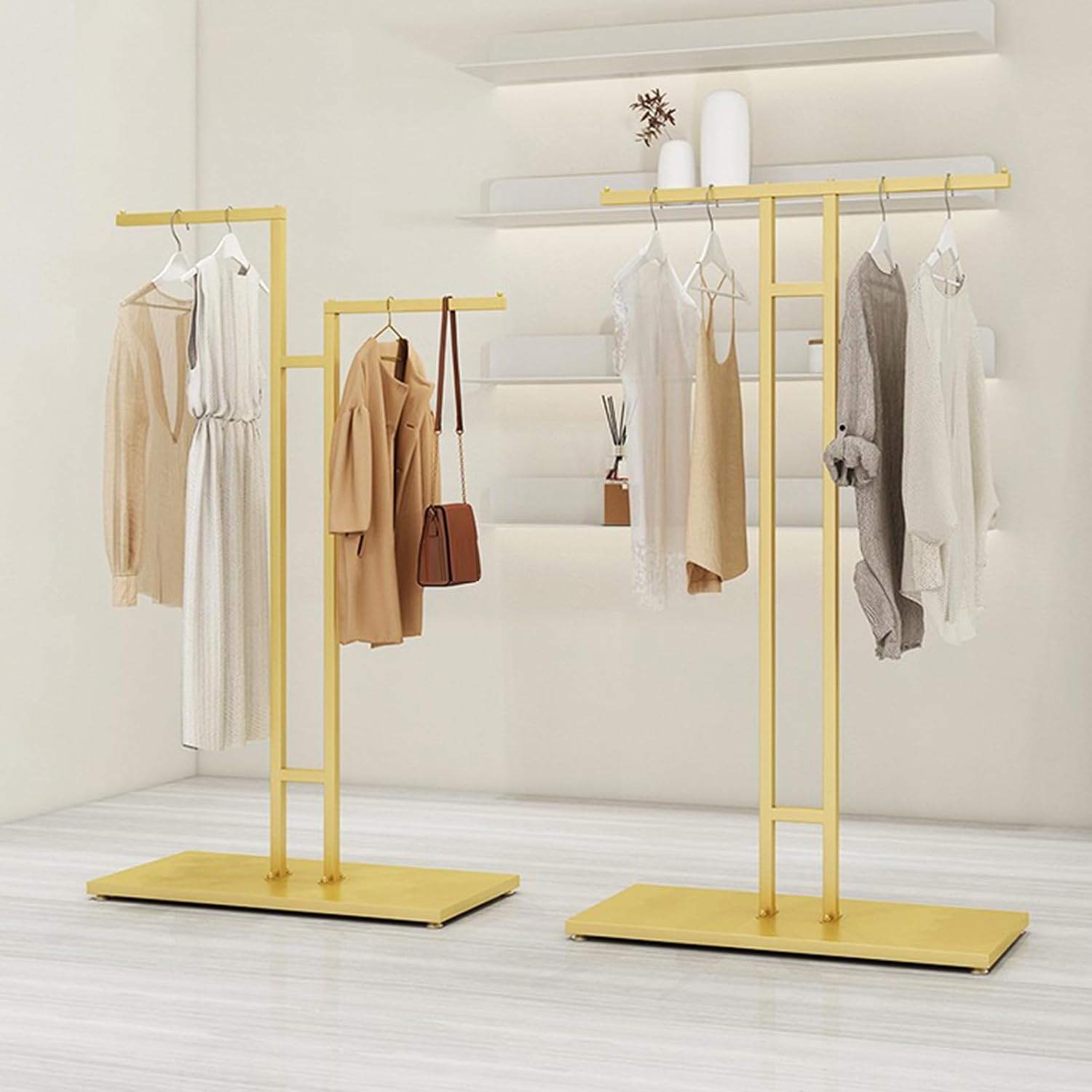 2 Way Modern Heavy Duty Clothes Rack, Chrome & Black, 80cm W x 260cm H, 2 Shelves, Free Standing, Ideal for Clothes & Coats