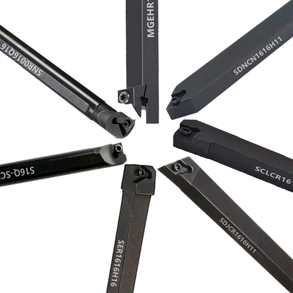 7Sets of 16MM CNC Lathe Turning Tool Holder Boring Bar with Applicable Inserts and Wrenches Set for Turning Threading(7Sets for Aluminum)