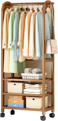 Heavy Duty Rolling Garment Rack with Wheels, Space-Saving Clothes Rack for Hanging Clothes