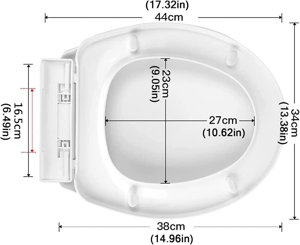 Toilet Seat Toilet Seat with Soft Close, Standard Size Toilet Seat, Oval Loo Seat, Pp Material(Feather)