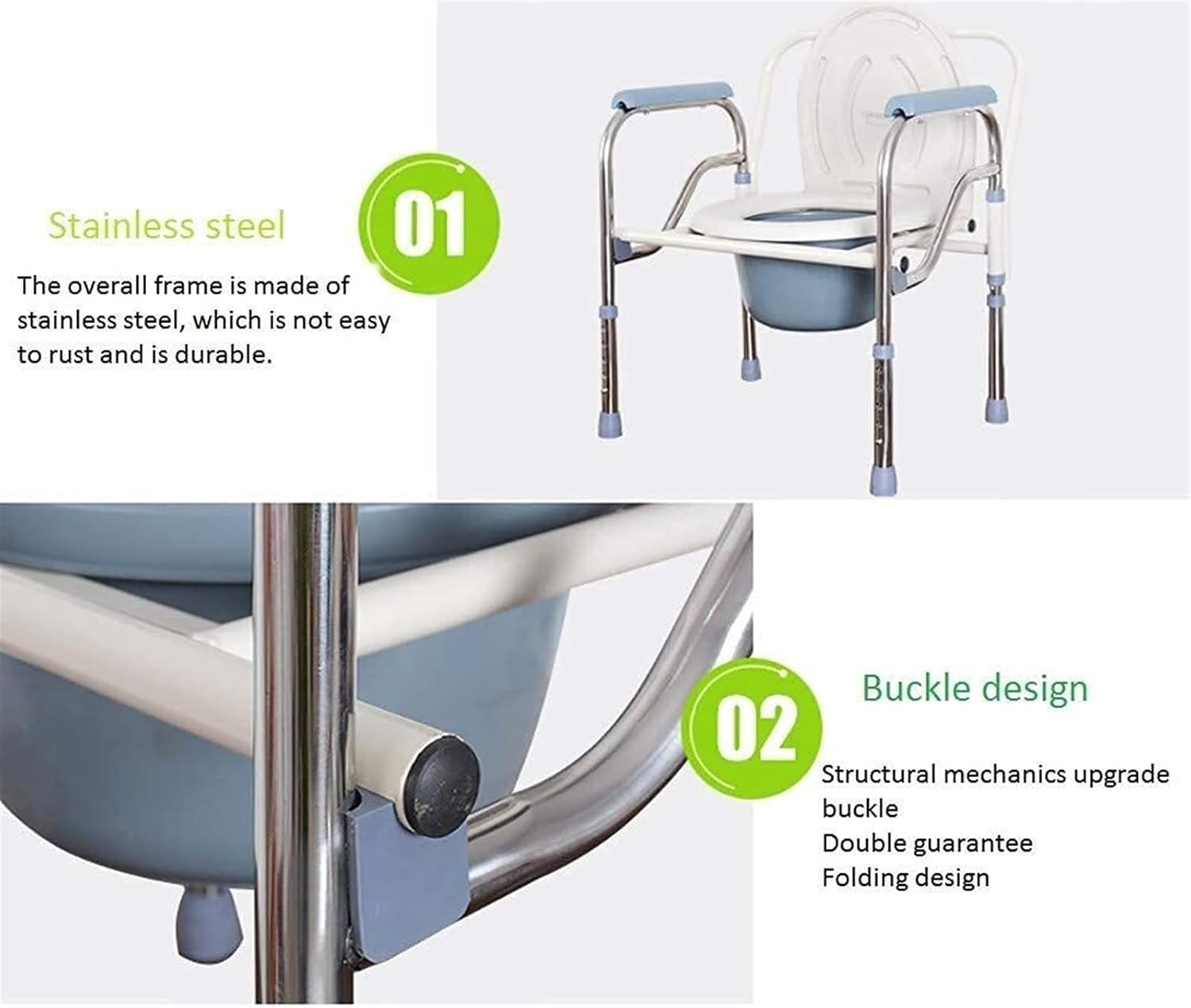 Commode Chair,Toilet Chair Toilet Seat Riser with Handles - Folding Bedside Commode Chair for Handicapped - Medical Handicap Bathroom Safety Chair