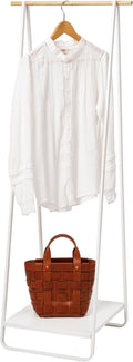 YAMAZAKI Home Freestanding Coat Hanger Clothes Rack with Shelf Steel One Size White