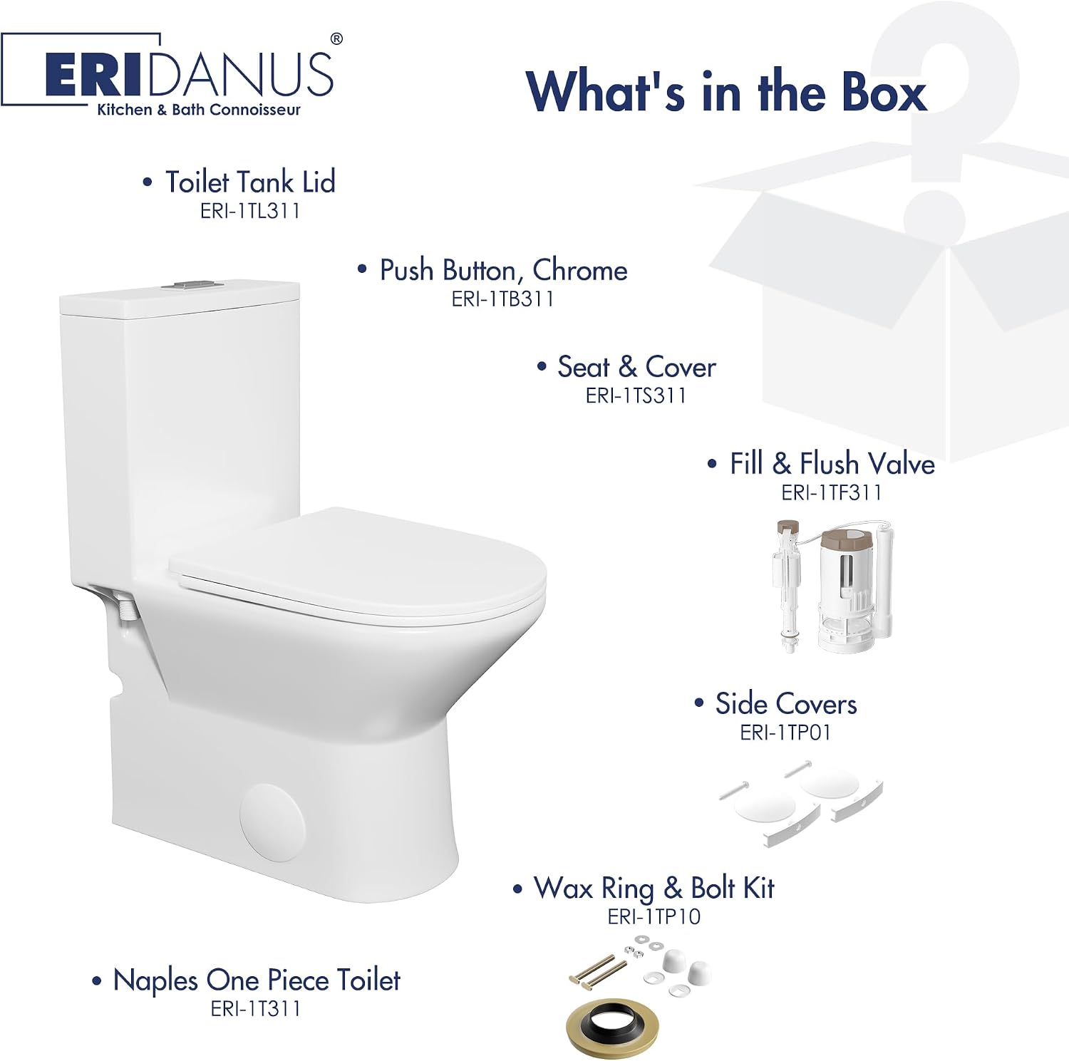 Eridanus Compact One Piece Toilet with Comfort Chair Seat ADA Height 17', Powerful Dual Flush Modern Toilet, 1.1/1.6 GPF, 12' Rough-In, Rimless Bowl with Soft Closing Seat, White