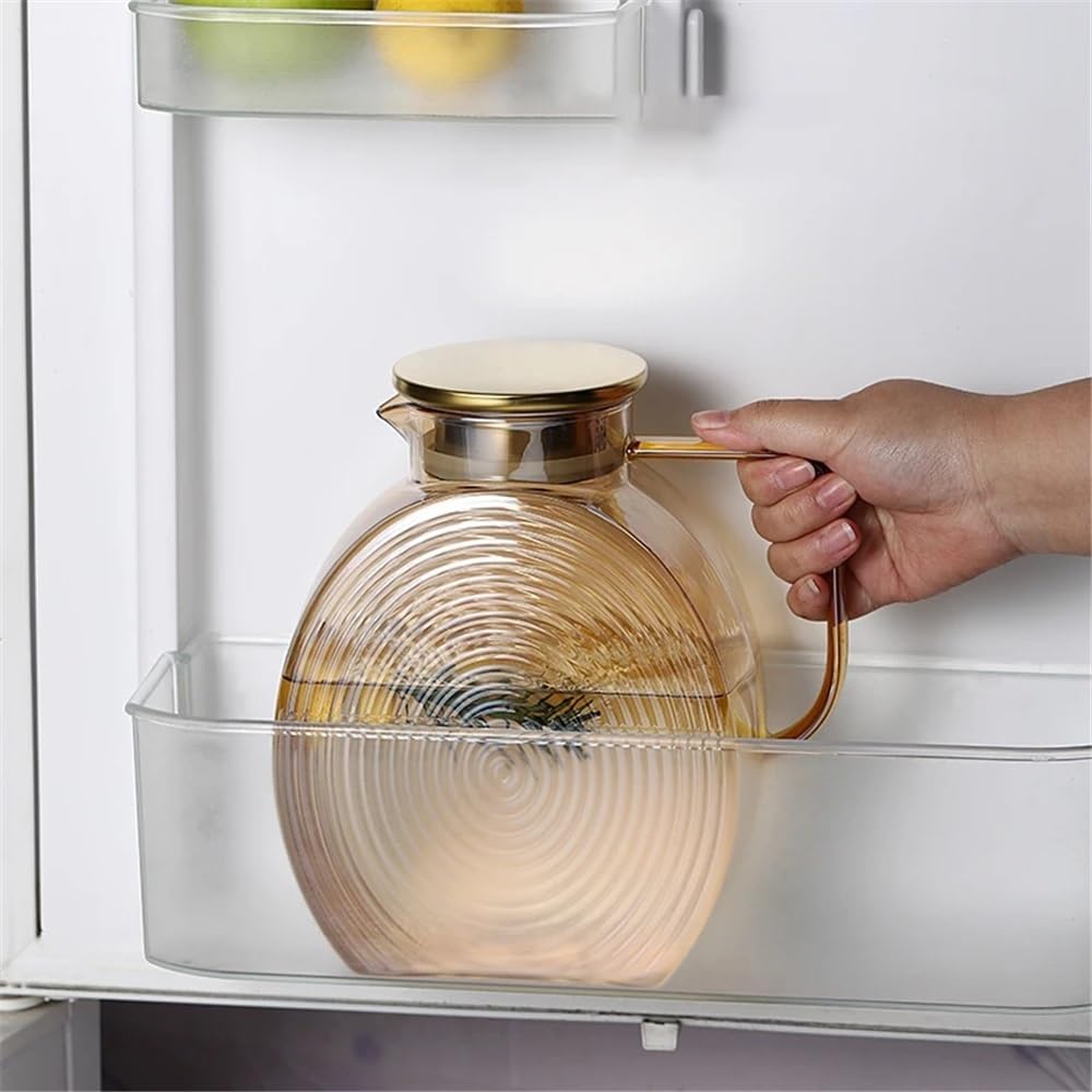 Beverage Serveware 2500ml Large Refrigerator Water Jug With Lid Heat Resistant Water Bottles Glass Pitcher For Hot/Cold Water Water Carafe