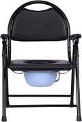 Heavy Duty Medical Bedside Commode Chair, Homecare Toilet Seat with Safety Steel Frame, Foldable Adjustable Height Shower Chair - Easy Assembly