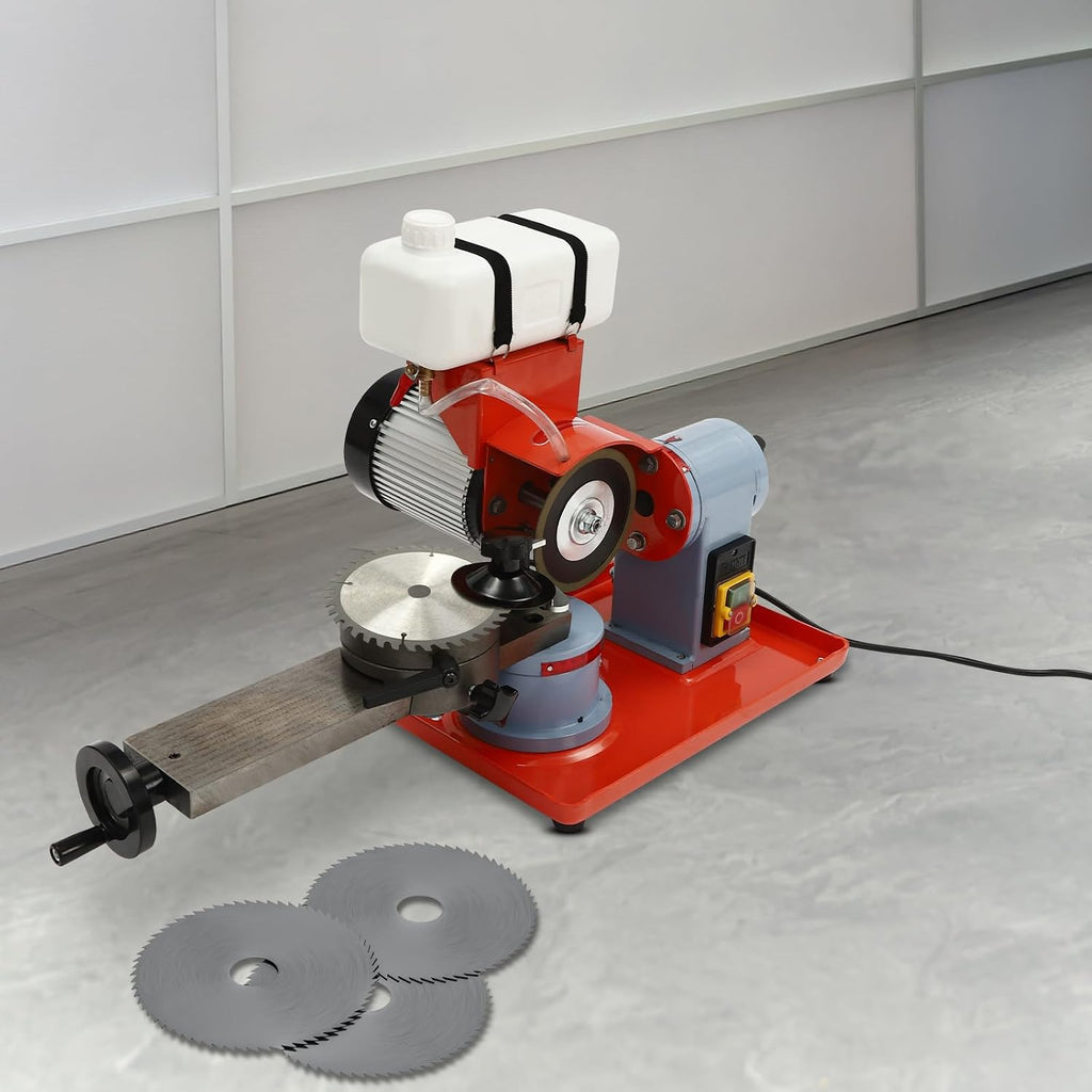 370W Professional Wet Saw Blade Sharpener with 6 Centerings, Circular Saw Blade Sharpener with Water Tank, 5-inch Grinding Wheel, Angle Adjustment for Carbide Blades (80-700mm)