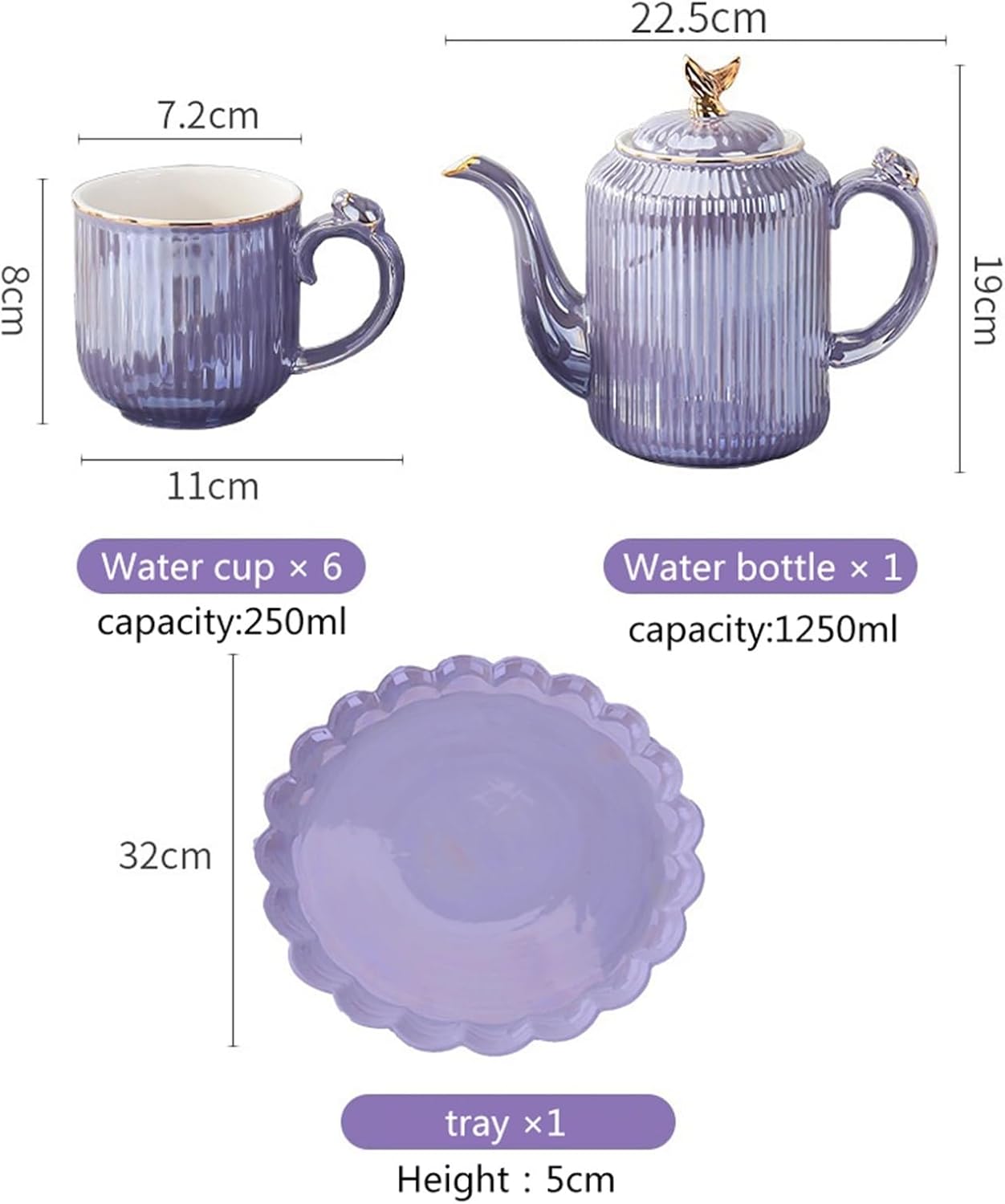 Beverage Serveware Ceramic water set household cold kettle wedding gift tea set gift box set water cup household Water Carafe