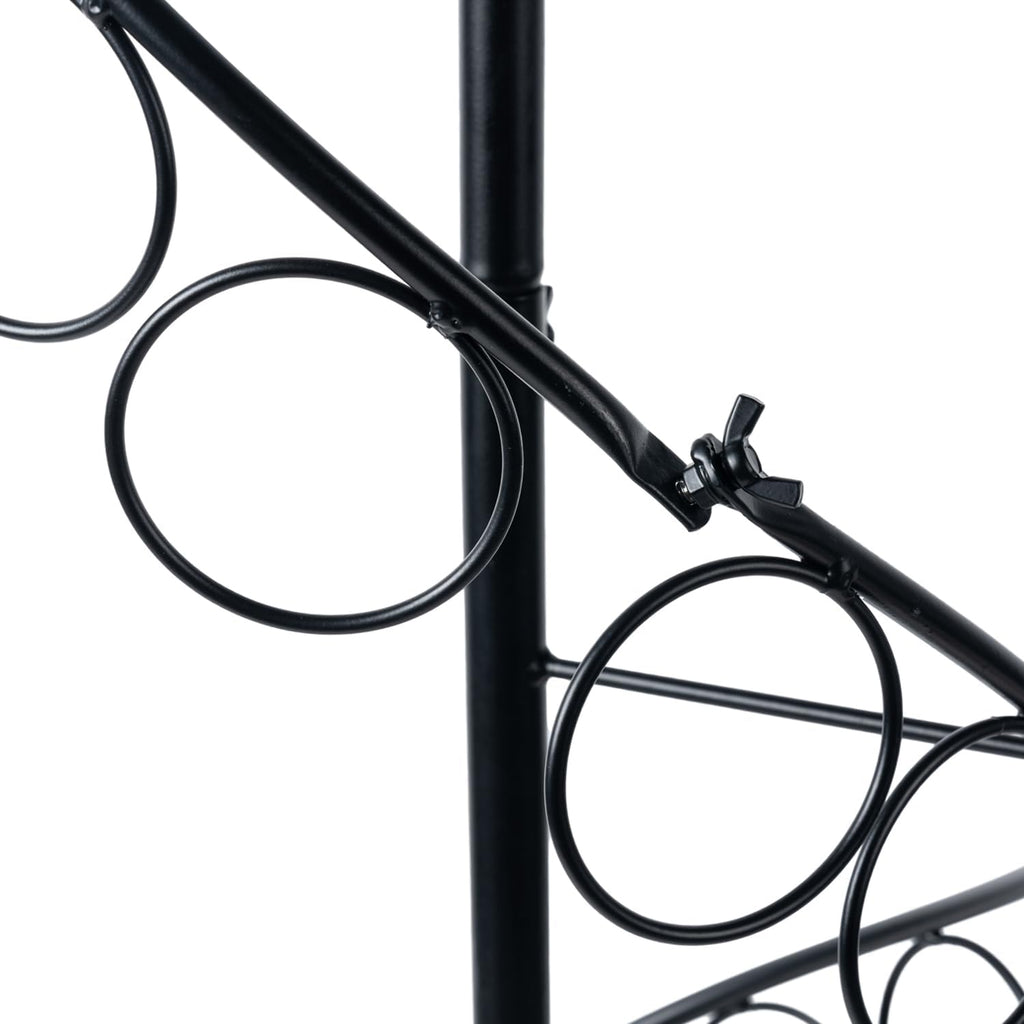 MyGift Black Metal Freestanding Scarf Holder Stand and Belt Display Organizer with 25 Rings and Spiral Design, Decorative Shawl and Scarves Rack