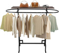59x55x19.6in Clothing Display Stand, Floorstanding Retail Ellipse Coat Rack, Commercial Clothes Hanging Rack with Top Panel, Metal Garment Rack for Shops, Boutiques Display (Black)