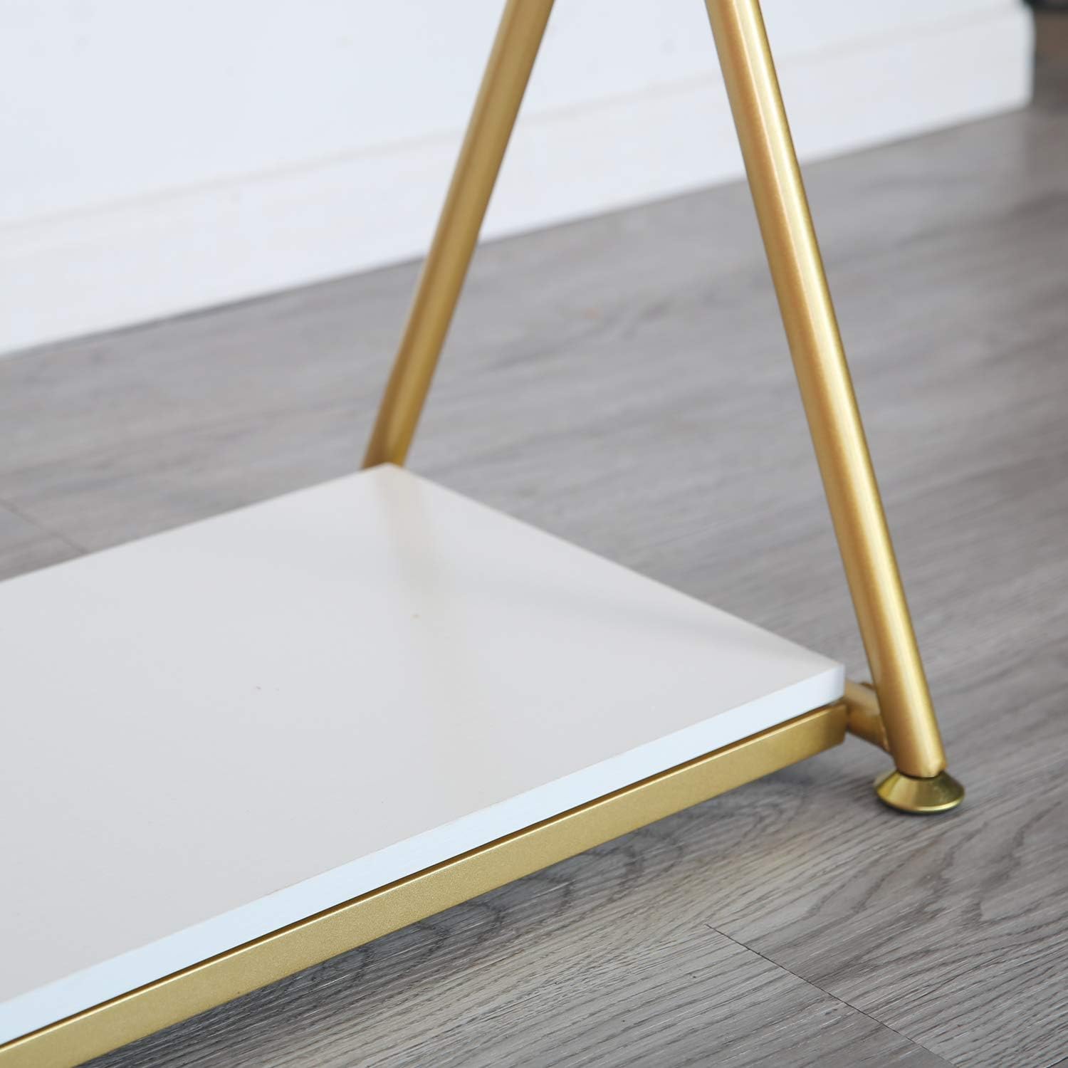 HOMEKAYT Gold Clothing Rack with Shelf Heavy Duty Gold Garment Rack Gold Glothes Rack Modern Display Rack for Home, Boutique,Retail - 59''L