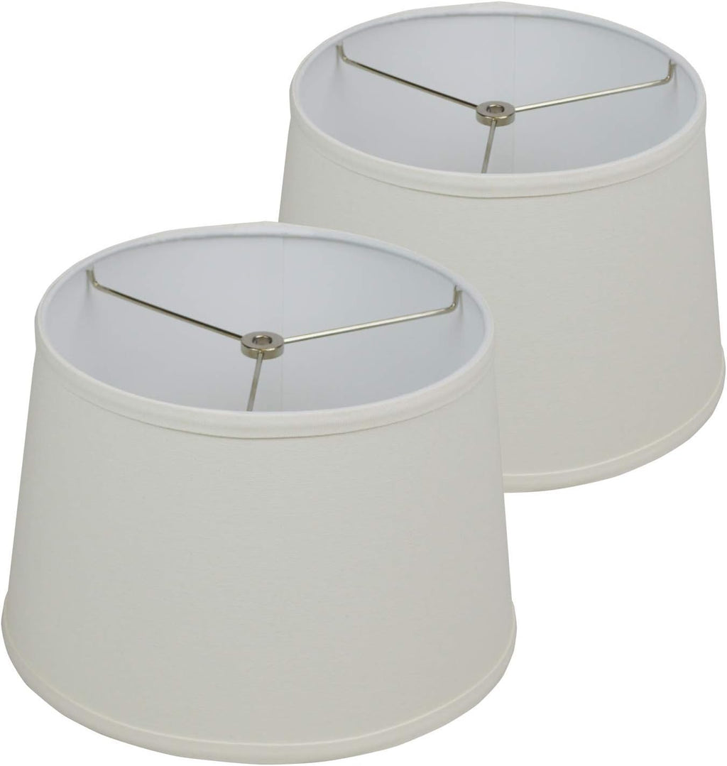 FenchelShades.com Set of 2 Lampshades 10' Top Diameter x 12' Bottom Diameter x 8' Slant Height with Washer (Spider) Attachment. Attaches to Lamps with an existing Harp (not included) (Linen Cream)