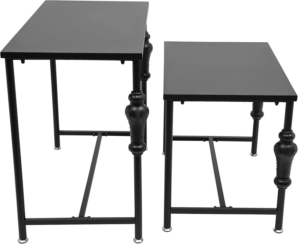Set of 2 Industrial Retail Display Nesting Tables,Standing Retro Boutique Unit Storage Shelves,Garment Shoes Handbag Display Rack for Home Clothing Shop Hotel (Black)