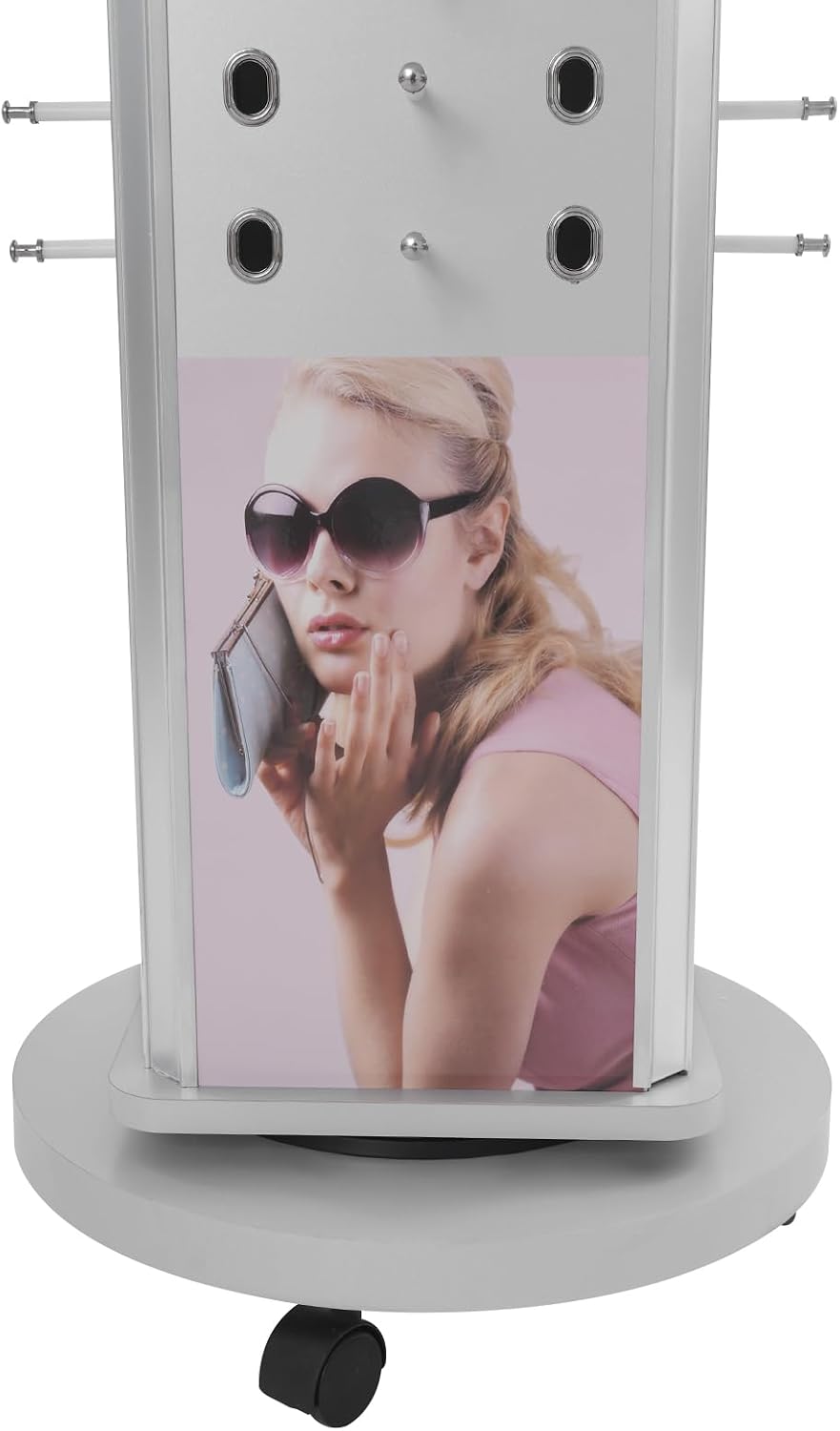 Rotating Sunglasses Display Stand, 84 Pair Glasses Display Rack, Sunglasses Holder Organizer, Eyeglass Turning Stand for Multiple Glasses, Reading Glasses with Storage Cabinet and Wheels for Glass Store
