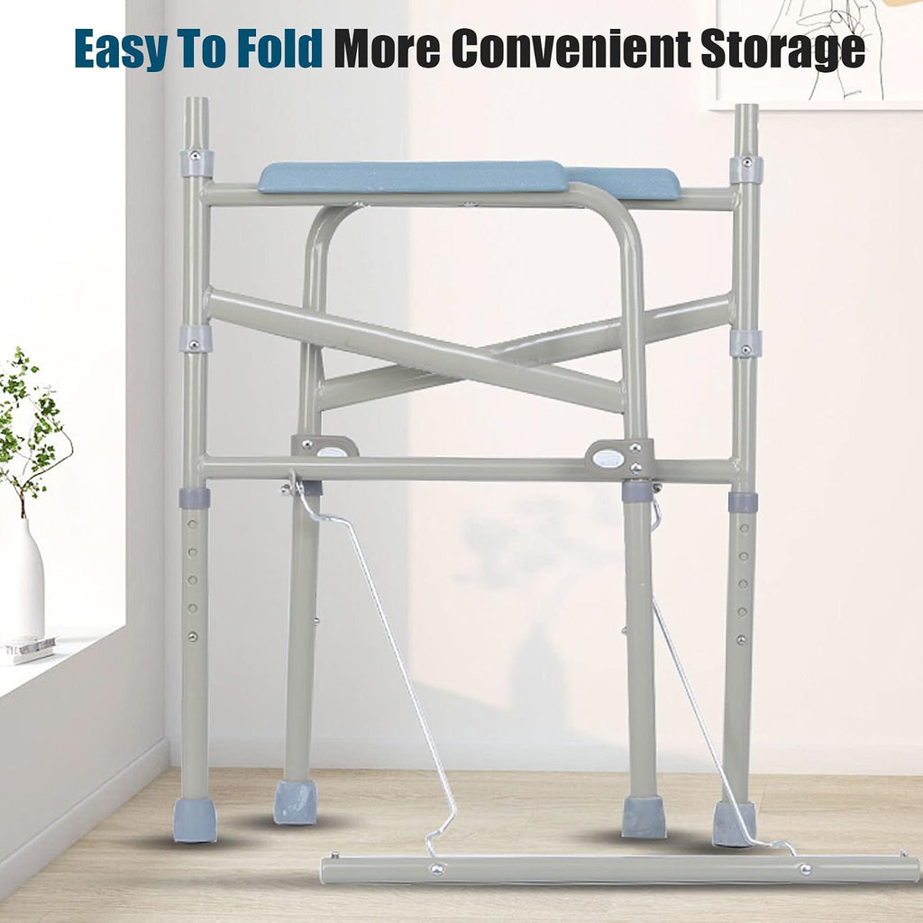Stand Alone Raised Toilet Seat 330lbs - Heavy Duty Medical Homecare Commode Chair, Height Adjustable Legs, Bathroom Assist Frame for Elderly