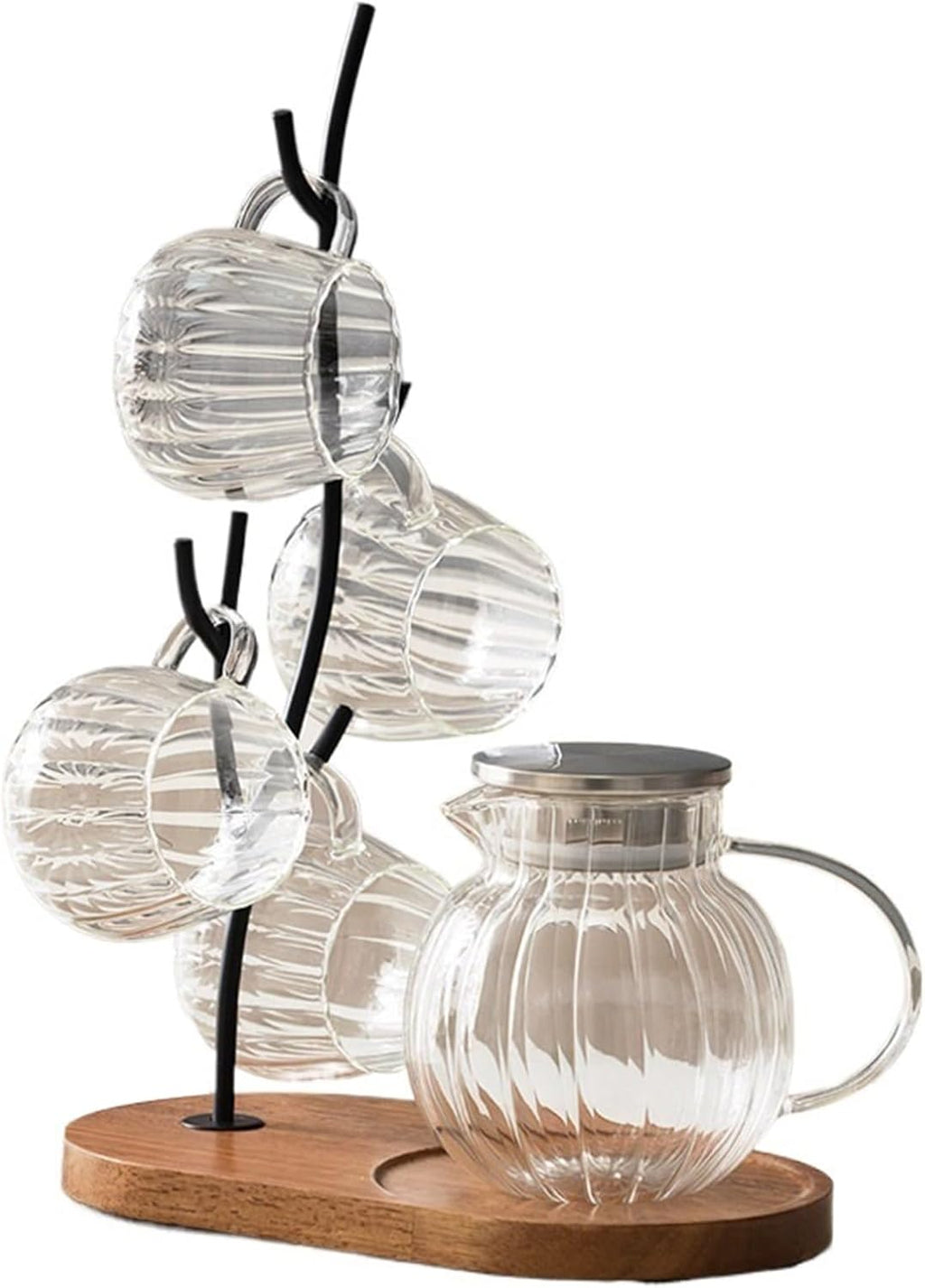 Beverage Serveware Hot and cold kettle glass cold kettle hot water kettle living room home coffee table water cup teapot set Water Carafe(Transparent)