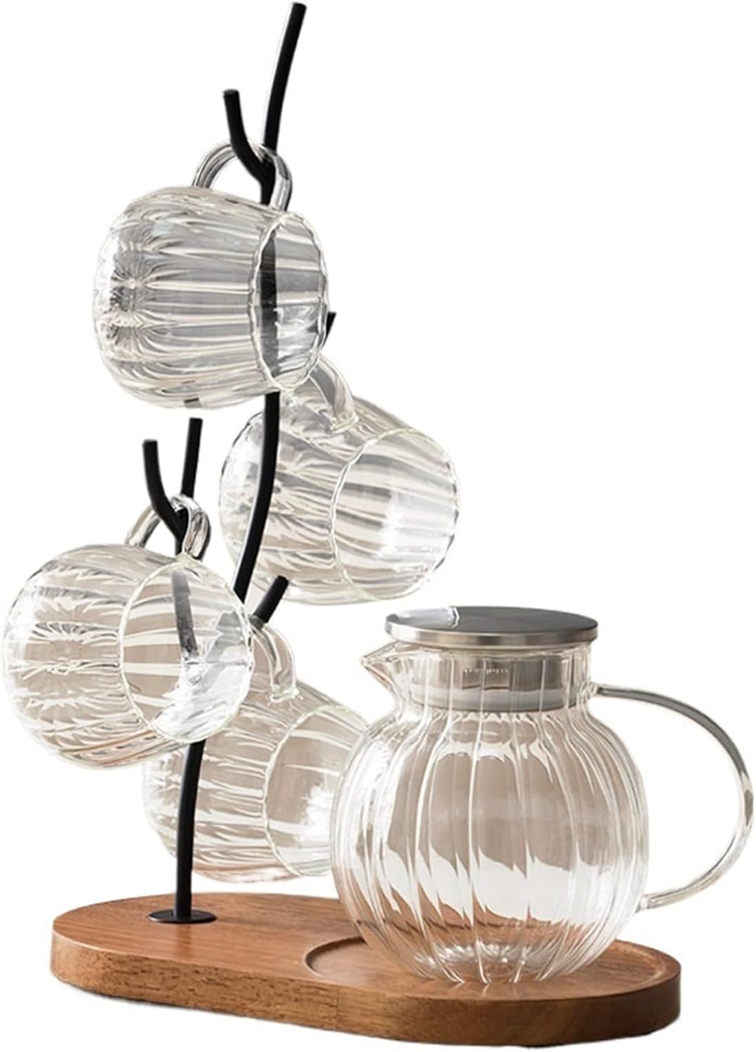 Beverage Serveware Hot and cold kettle glass cold kettle hot water kettle living room home coffee table water cup teapot set Water Carafe(Transparent)