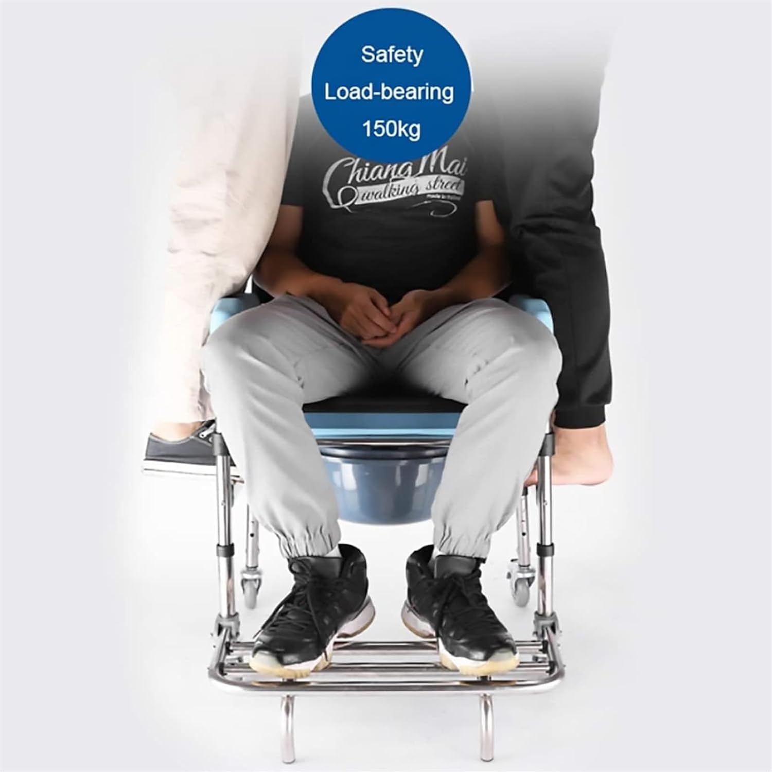 Bedside Commode,Toilet Seat with Handles Commode Chair with Wheels with Built-in Toilet Non-Slip Shower Chair with Padded seat for Any