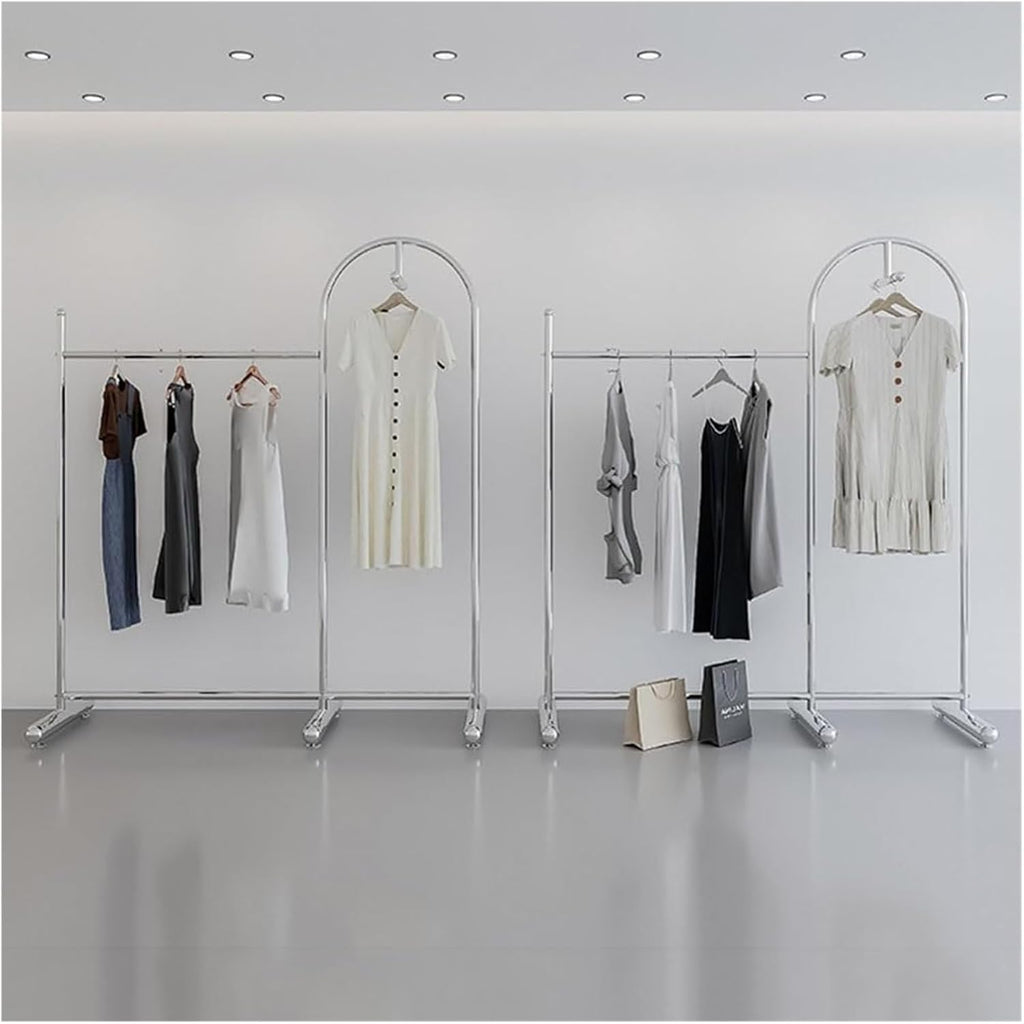 Clothes Rail Garment Rack Commercial Heavy Duty Garment Rack, Stainless Steel Clothing Rack Free Standing Coat Rack for Bedroom Clothes Drying Rack for Hanging Clothes, Silver-110x40x170cm