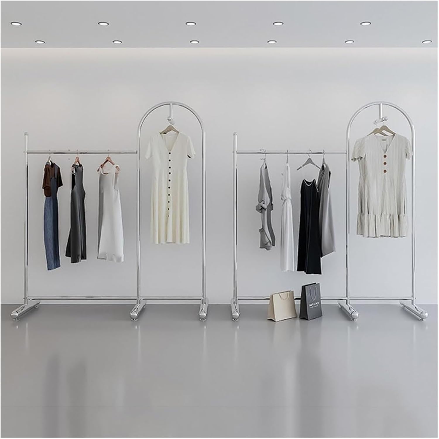 Clothes Rail Garment Rack Commercial Heavy Duty Garment Rack, Stainless Steel Clothing Rack Free Standing Coat Rack for Bedroom Clothes Drying Rack for Hanging Clothes, Silver-110x40x170cm