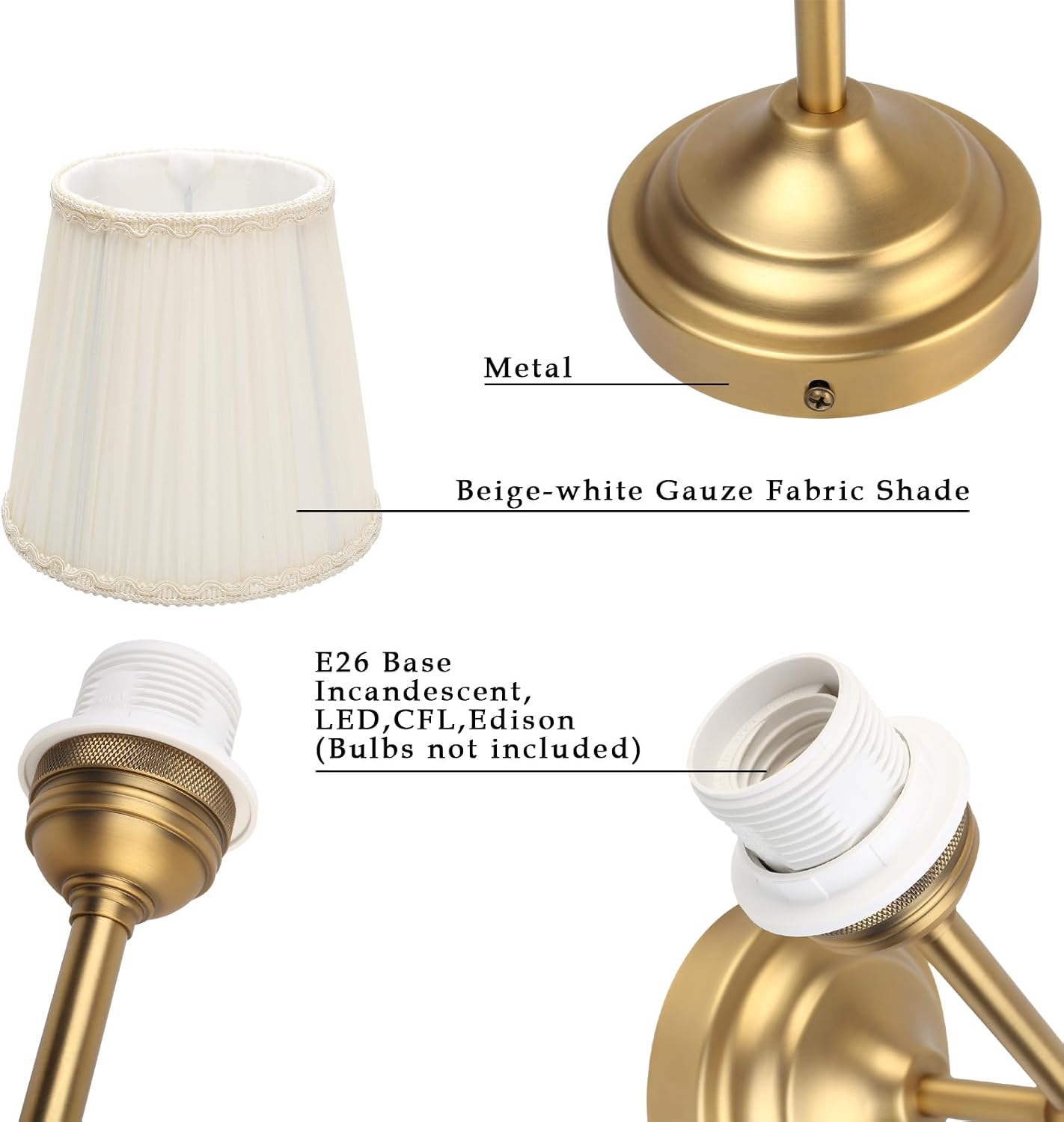 Phansthy Hardwired Brass Boho Wall Sconces Set of 2, Vintage Industrial Wall Lights 2 Pack, Vanity Light Wall Lamps with Lace Gauze Shade for Bedroom Living Room Hallway Decor (Antique + White Shade)