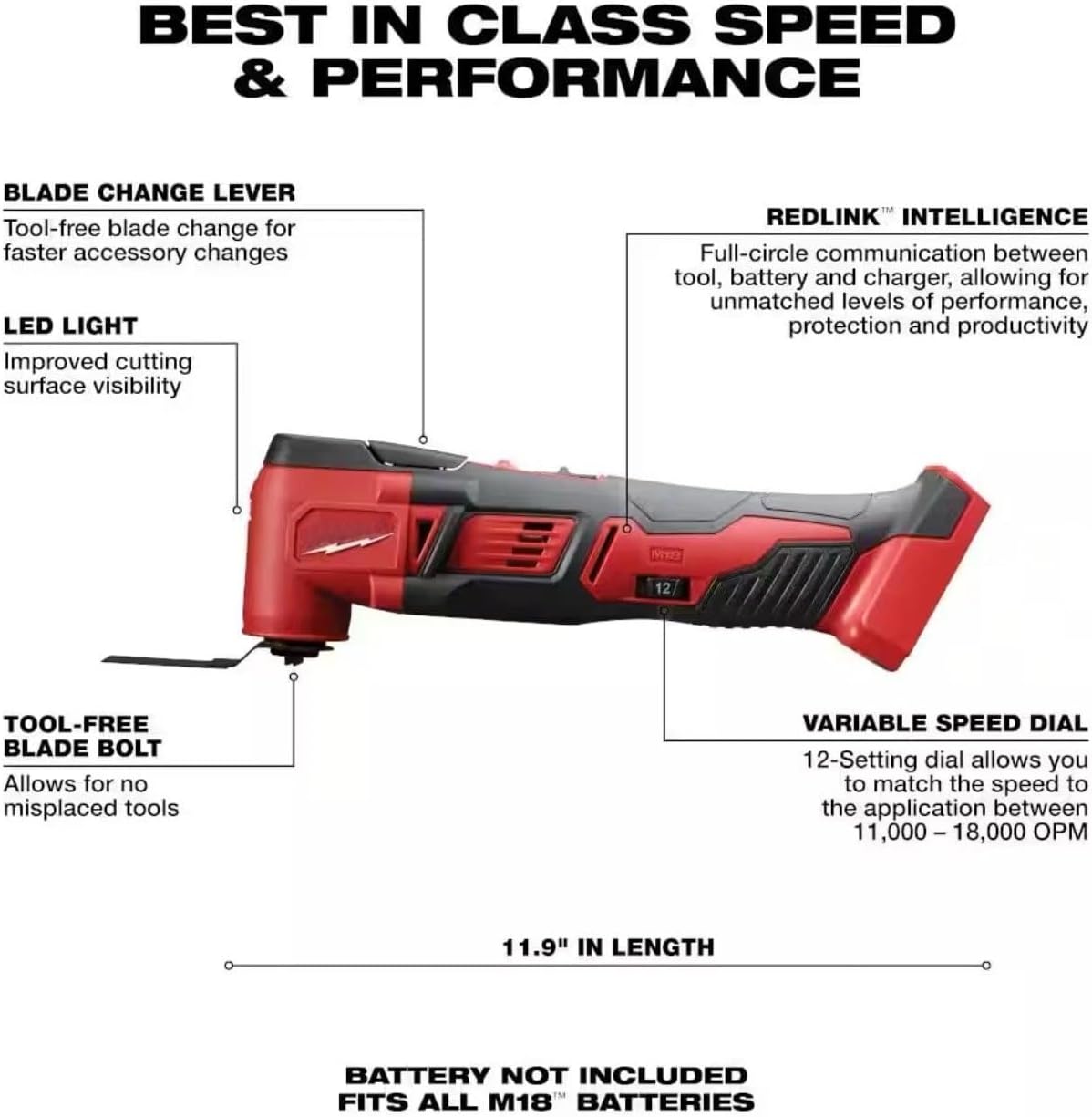 2626-20 for Milwaukee M18 Power Cordless Oscillating Multi-Tool - Bare Tool | With Ergonomic Grip All Metal Gearbox for durability and life