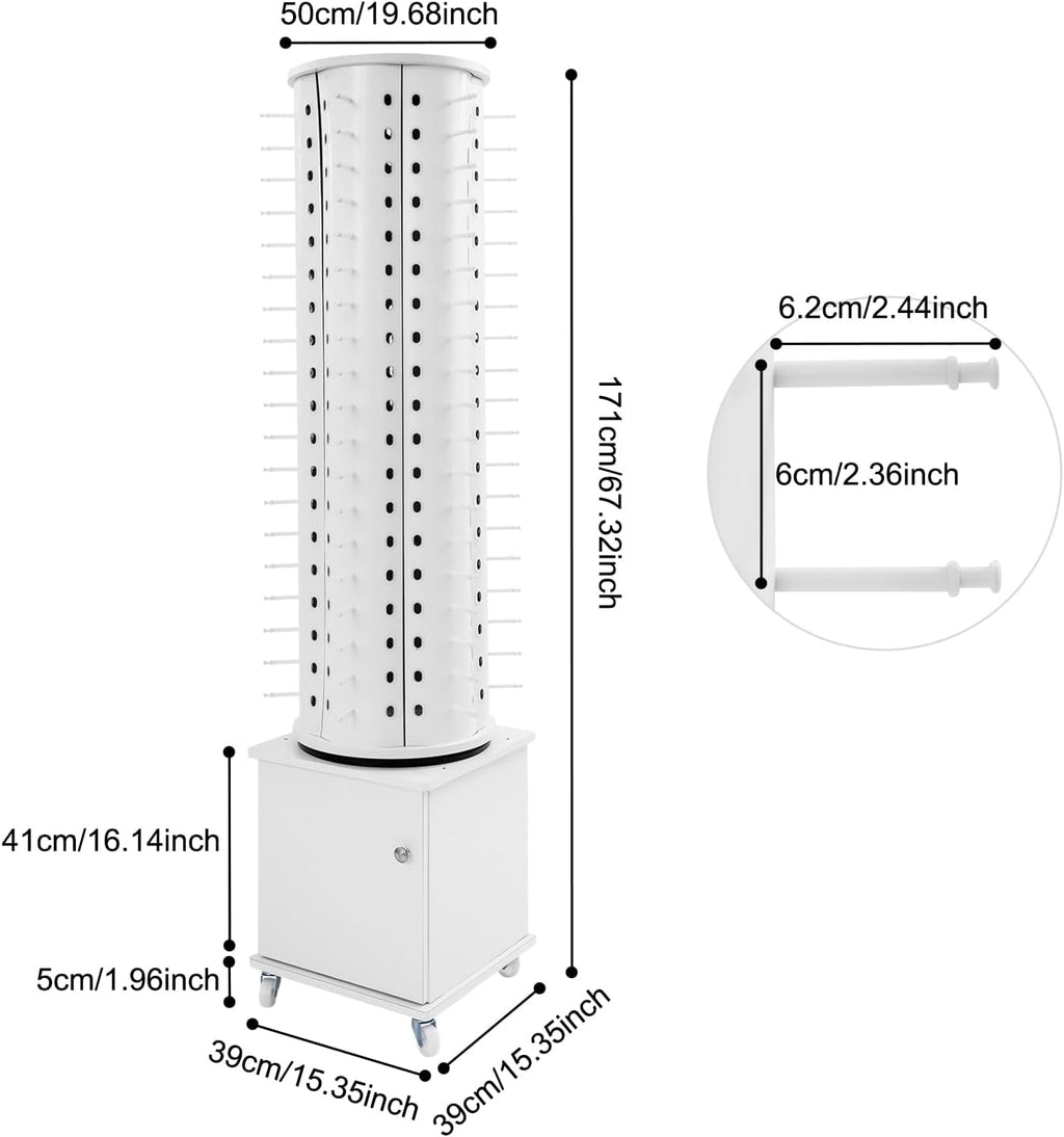 Glasses Display Stand, 114-Pair Eyewear Storage Rack for Sunglasses & Reading Glasses, 360°Swivel Commercial Eyeglass Organizer for Optical Shop, Jewelry Store, Retail Display (White)