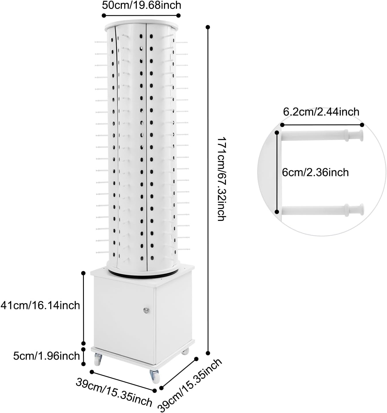 Glasses Display Stand, 114-Pair Eyewear Storage Rack for Sunglasses & Reading Glasses, 360°Swivel Commercial Eyeglass Organizer for Optical Shop, Jewelry Store, Retail Display (White)