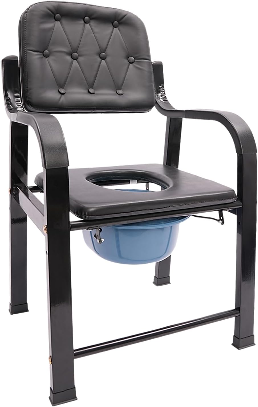 4 in 1 Shower Commode Chair with 4 Non-Slip Feet, 551Lbs High Load-Bearing Bedside Commode Heavy Duty Chair Shower Toilet Seat Bathroom Assistance Wheelchair for Elderly Pregnant and Disabled