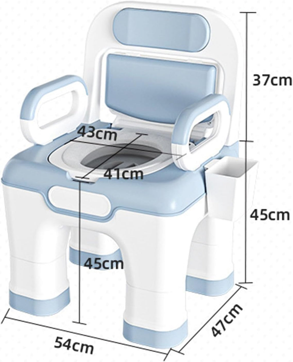 Raised Toilet Seat with Handles, Elevated Handicap Toilet Seat Riser for Seniors with Soft Padded, Height Adjustable, Stand Alone Toilet Safety Frame, Fit Any Toilet, Blue, PP Material