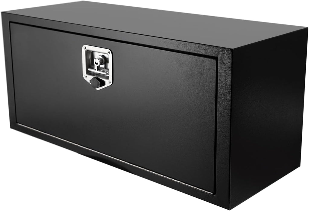 confote Black Steel Underbody Truck Tool Box with T-Handle Lock,Heavy Duty Truck Tool Box Truck Storage Organizer Tool Box Chest For Storage Smooth Surface,Waterproof-36'x 14'x 16' inch