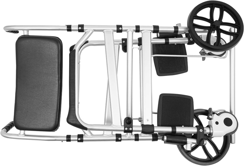 Foldable Shower Chair with Wheels, Rolling Shower Wheelchair Bedside Commode Chair with Arms, Portable Height Adjustable Bathroom Shower Chair for Seniors Adult Disabled (U-Shaped, with Sofa Cushion)