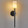 LMQNINE Natural Alabaster Wall Sconce Modern Black Wall Light Bathroom Sconce Wall Decor Antique Marble Sconces Wall Lighting for Bedroom Living Room Entryway Hallway Staircase