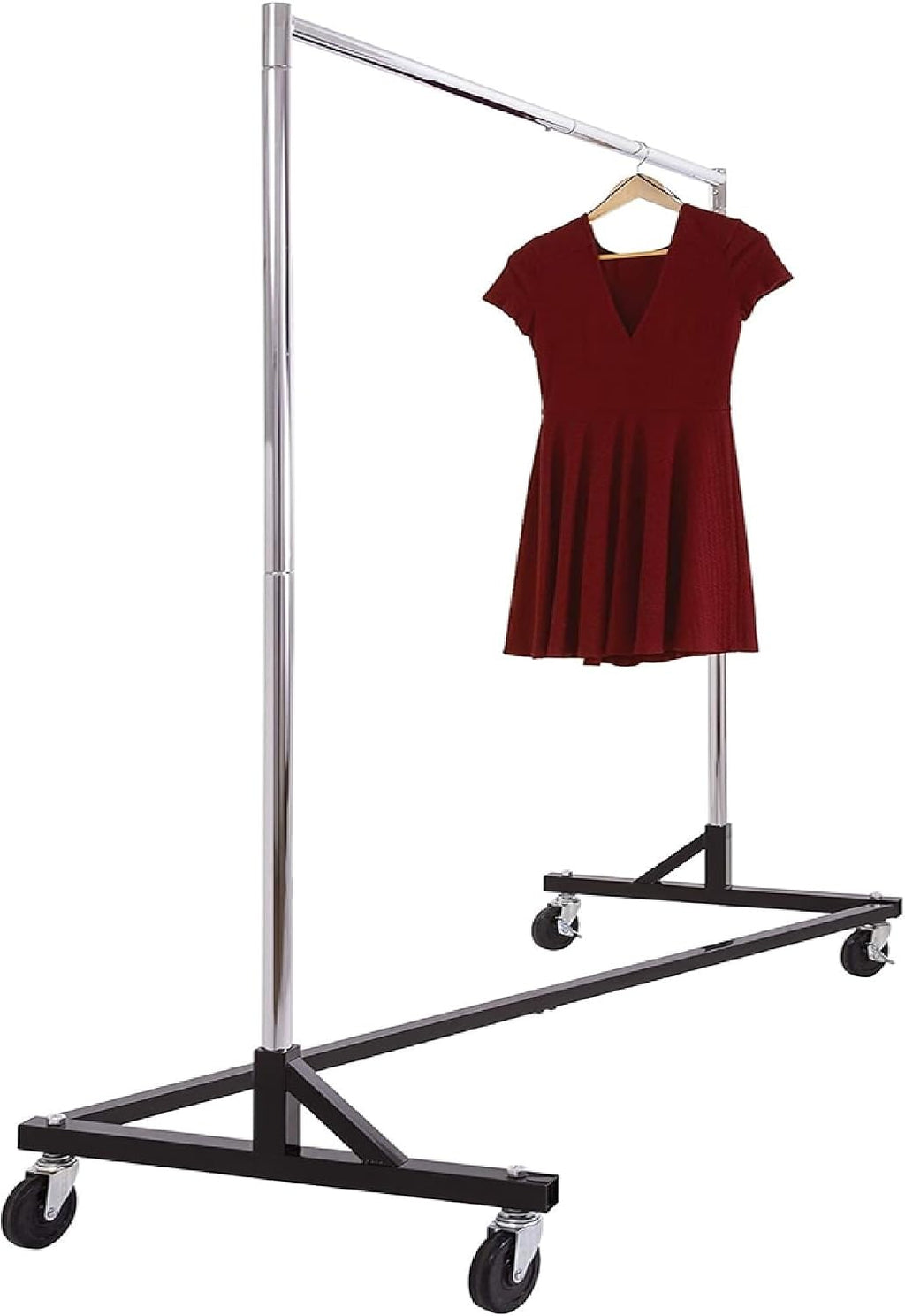 Commercial Garment Rack (Z Rack) - Rolling Clothes Rack, Z Rack With KD Construction With Durable Square Tubing, Commercial Grade Clothing Rack, Heavy Duty Chrome Commercial Garment Rack