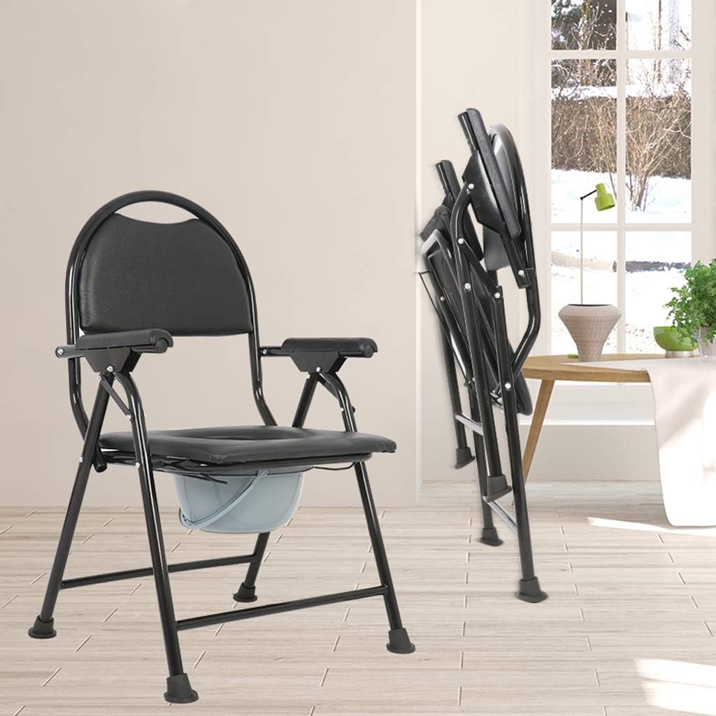 3 in 1 Bedside Commode Toilet Seat - Heavy Duty Bariatric Potty and Shower Chair for Disabled Elderly, Features Padded Cushion and Non-Slip Leg Pads for Safety and Comfort