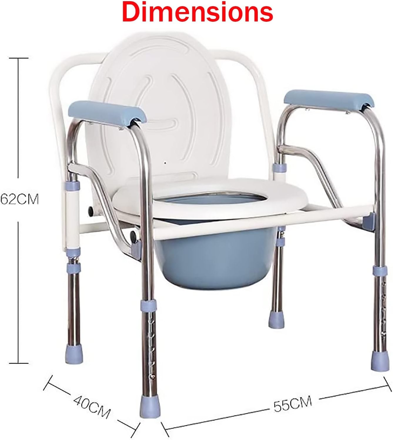 Bedside commodes, Toilet seat Chair Portable Foldable with Bucket Splash Guard Heavy Duty Disabled Stainless Steel Commode