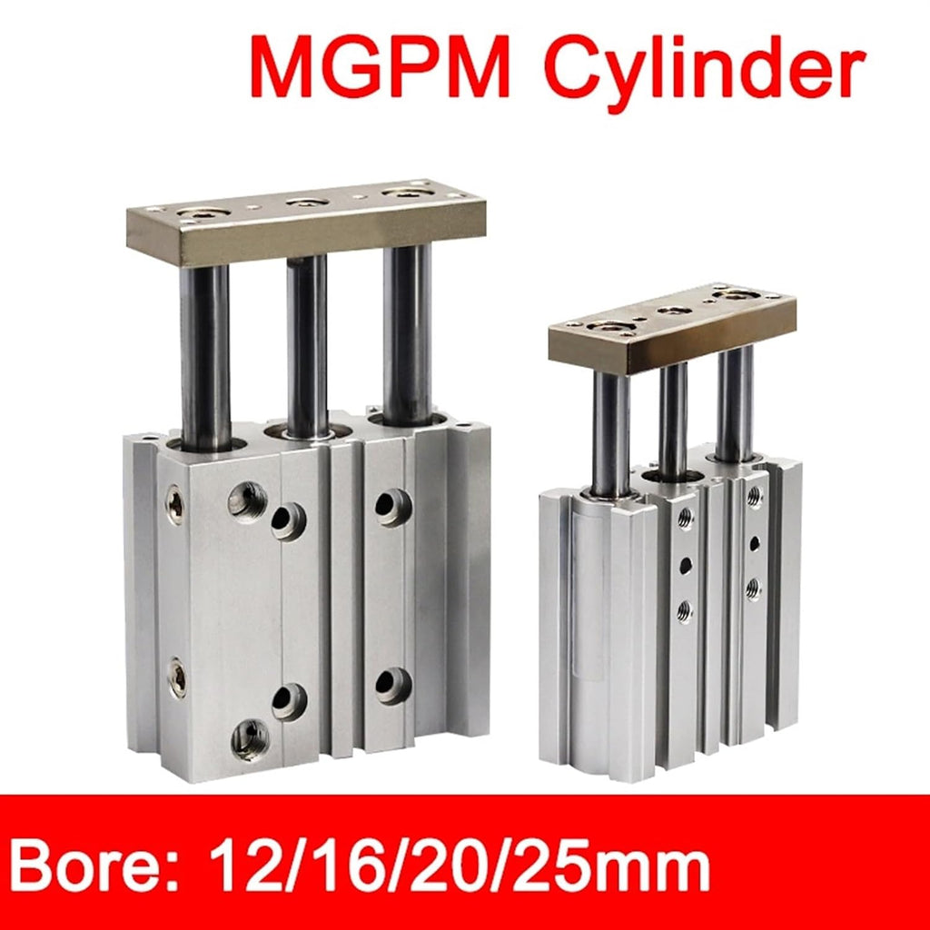 Series Thin Cylinder with Rod Bore 12 16 20 25mm Three Axis Three Bar Stroke10 15 50 75mm Double Pneumatic Cylinder(40mm,MGPM25 (Bore 25mm))