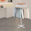 28 * 51 inch Retail Clothing Garment Racks with Display Table, White 360° Rotatable Floor-Standing Clothes Storage Rack for Bedrooms Boutiques Retail Commercial Shop Laundry Room