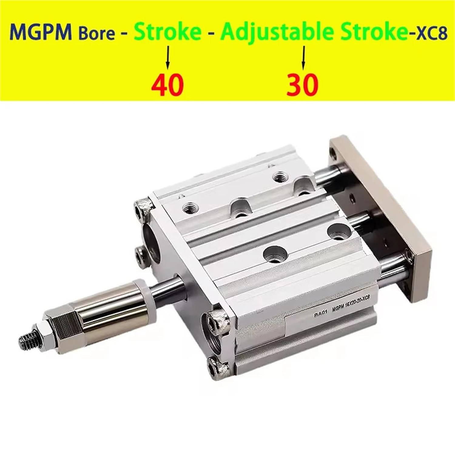 Pneumatic Cylinder Adjustable Stroke Type Three Bar Three-axis with Magnet MGPM12/16/20/25/32/40/50 Stroke 20-200mm(Stroke 40-30mm,Bore 25mm)