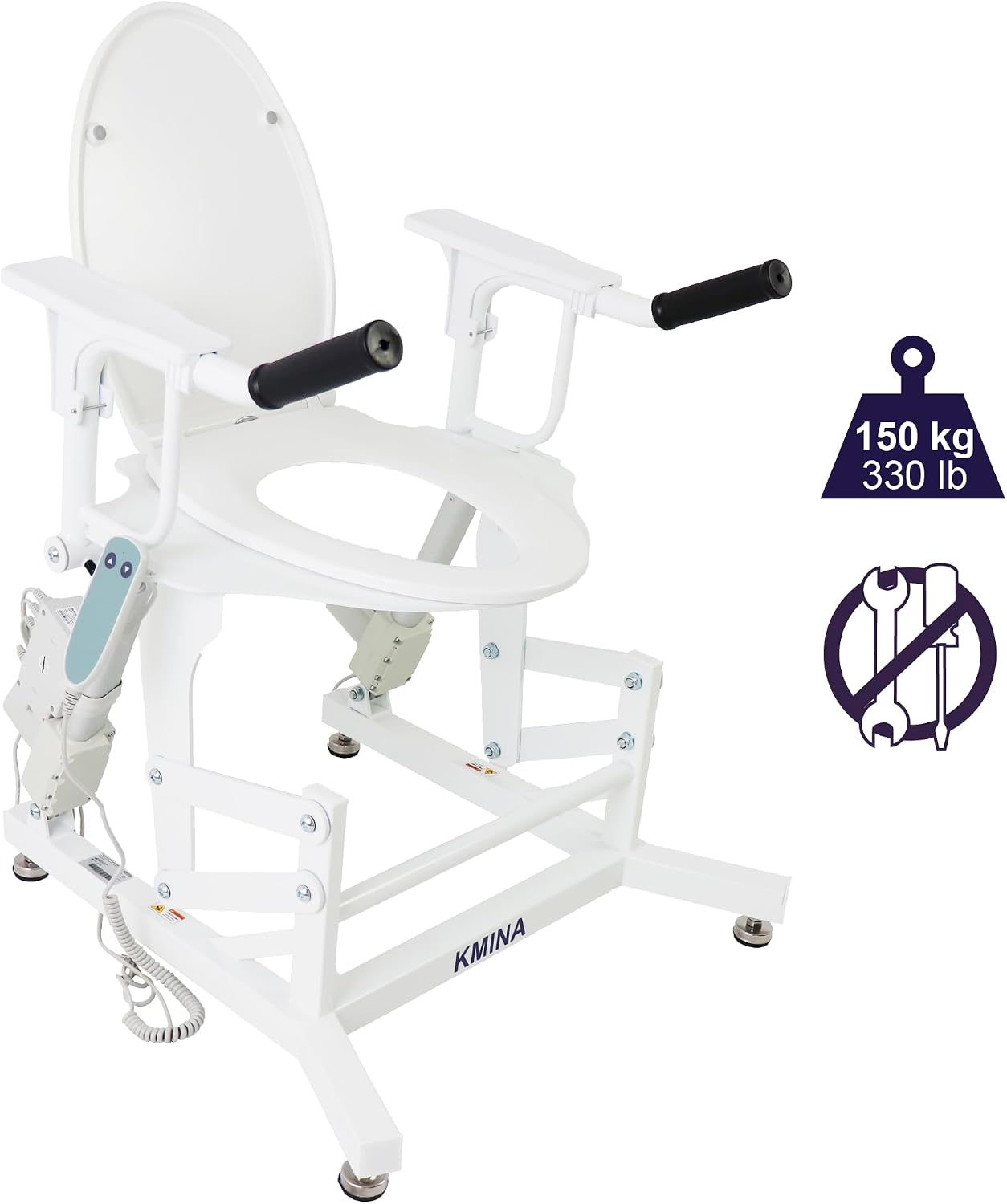 KMINA Electric Toilet Seat Lift Riser with Handles, Powered for Elderly, Height Adjustable