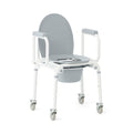 Medline Aluminum Drop-Arm Bathroom Chair Commode with 4 Locking Casters, 300 lbs. Capacity, for Restroom, Elderly, Adults, Bariatric & Wheelchair Transfer to Toilet