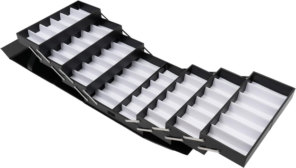 48 Slots Sunglasses Storage Box, 8 Drawers Sunglass Organizer Eyewear Eye Glass Organizer Box Stand Display Holder Case Black Eyeglasses Collector with Handle for Ties, Jewelry, Coins