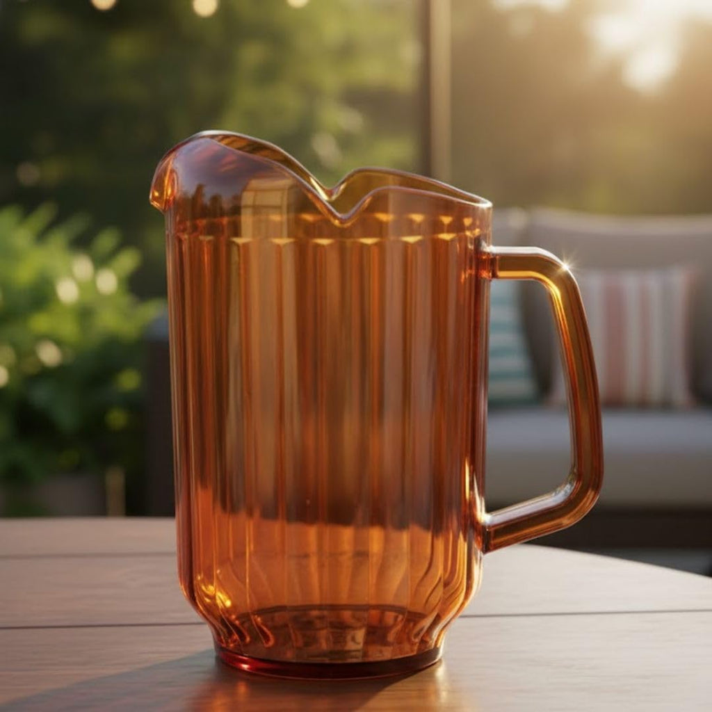 Soro Essentials- 60 oz. Restaurant Water Pitcher with 3 Spouts Amber Color Polycarbonate Set of 12- Beverage Serveware Water Carafe Clear Pitcher Water Jug for Home Restaurants Catering Kitchens