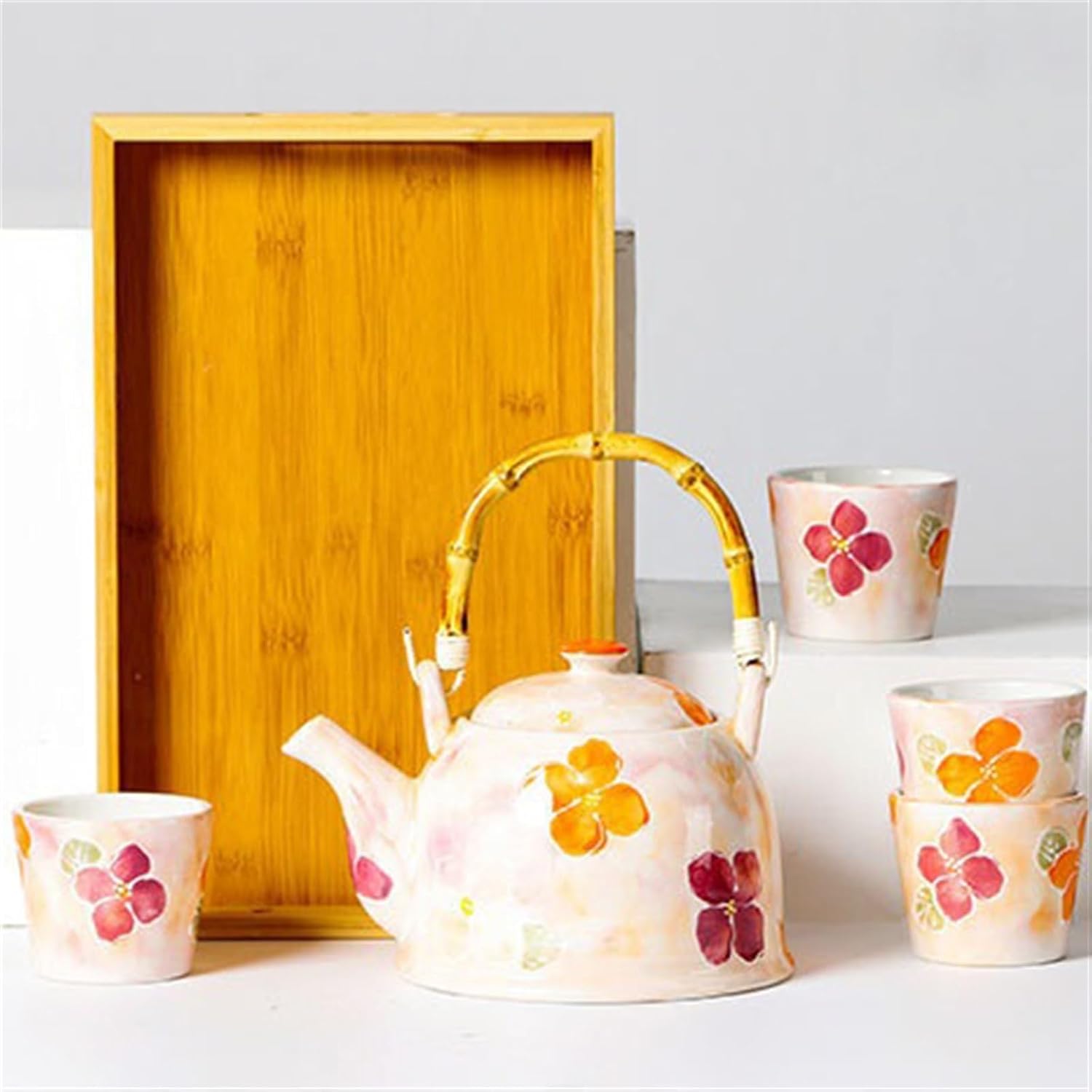 Beverage Serveware Ceramic tea kettle, handlebar kettle, afternoon teapot, cup tea set, multifunctional household tea set, elegant tea set Water Carafe