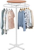 Round Garment Racks for Hanging Clothes 360° Rotary Clothes Display Rack 27.56' Diameter Freestanding Retail Display Stand Commercial Clothing Organizer Clothes Shelf for Retail Boutiques (White)
